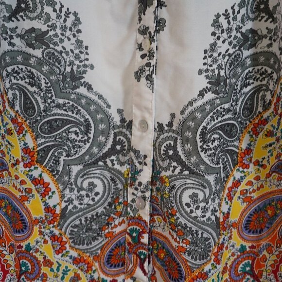 Fig and Flowers Anthropologie Womens White Rainbow Paisley Peasant Tunic Top 2X - Picture 5 of 11